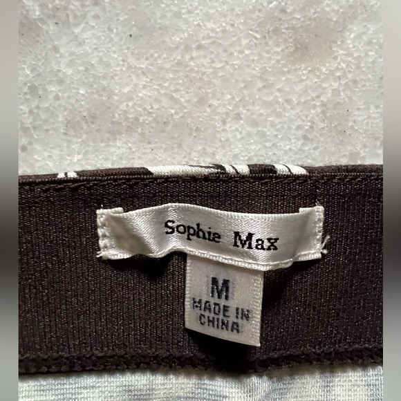 Sophie Max Floral Print Torques Brown White Stretch Skirt Sz M - Picture 9 of 10